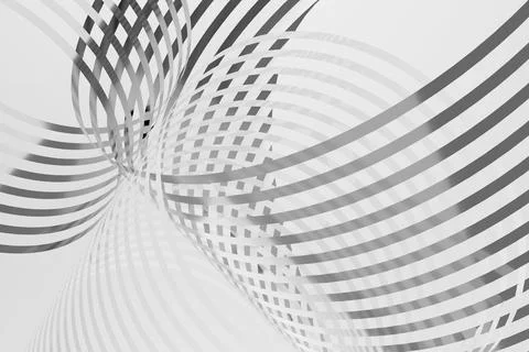Sleek metallic silver lines as dynamic spiral pattern on minimalist white bac Stock Illustration