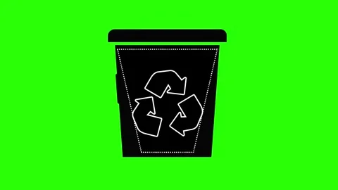 Sleek minimal Recycle Bin icon animation video on green background Stock Footage 344250525