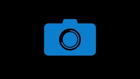 Sleek minimalist blue camera icon animation with smooth transitions. 4k Stock Footage 337951258