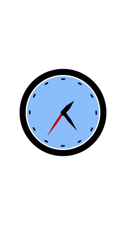 A sleek, minimalist clock with a light blue face and bold black hands ticks.. Vídeo Stock 329595302