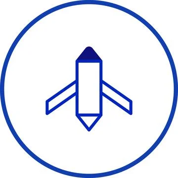 Sleek Minimalist Design: Abstract Rocket in Blue Circle, Perfect for Logo D.. Stock Illustration