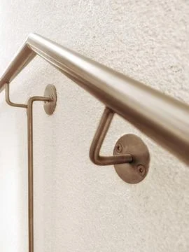 Sleek Modern Appearance Emphasizing Smooth Metal Handrails And Ambient Lighting Stock Photos