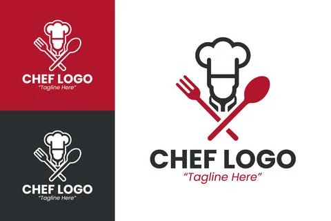 Sleek Modern Chef Logo 스톡 일러스트