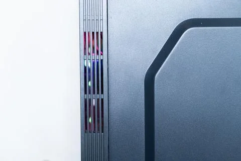 Sleek Modern Computer Case with RB Lighting Stock Photos
