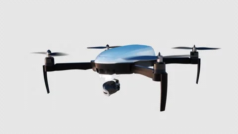 Sleek Modern Drone with Camera Hovers Against Black Background Showcasing A.. Stock Footage 314067596