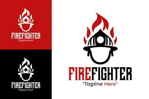 Sleek Modern Firefighter Logo Stock Illustration
