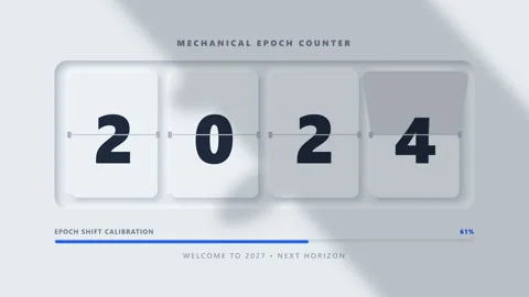 Sleek Neumorphic Mechanical Epoch Counter Displaying Future Year Progressio.. Stock Footage 347641895