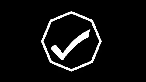 Sleek Octagon Check Mark Animation Simple Design, Minimalist Octagon Check .. Stock Footage 308085856