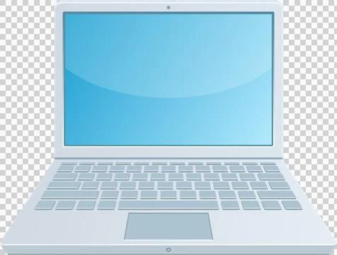 Sleek portable personal computer with a light-colored body, keyboard and br.. 库存插图