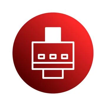 Sleek printer illustration on vibrant red background showcasing modern tech.. Stock Illustration