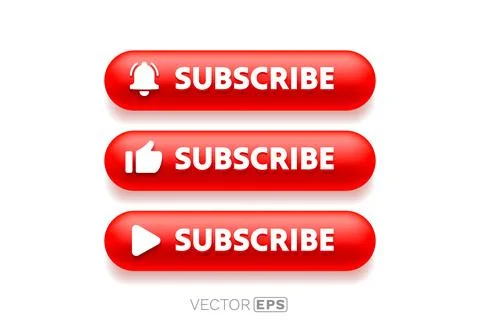 Sleek red 3D subscribe button collection. 스톡 일러스트