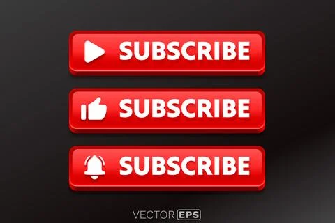 Sleek red 3D subscribe button collection. 스톡 일러스트