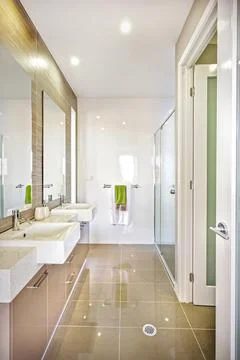 A sleek restroom Stock Photos