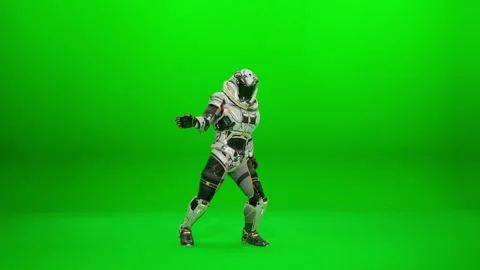 Sleek Sci-Fi Spaceman Posing on Green Screen Stock Footage 318339203
