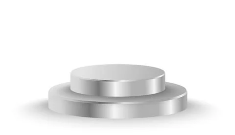 Sleek silver 3D podium in a dark minimal studio. Metallic platform for product Stock Illustration