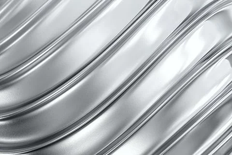 Sleek silver metallic wave pattern with modern flowing curves and high glos.. Stock Photos