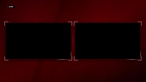Sleek streaming interface with two black screen placeholders and a dark red.. 動画素材 335826269