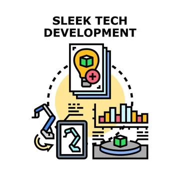 Sleek tech development process creating innovative digital products Stock Illustration