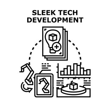 Sleek tech development process creating innovative digital products Stock Illustration