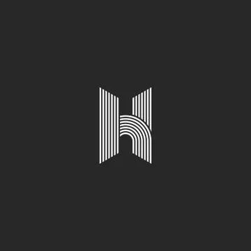 Sleek thin lines geometry H letter logo monogram mockup, black and white init Stock Illustration