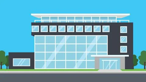 Sleek Tower Office Flat Design Illustration Concept Stock Illustration