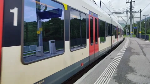 A sleek train approaches a deserted station Stock Footage 317948005