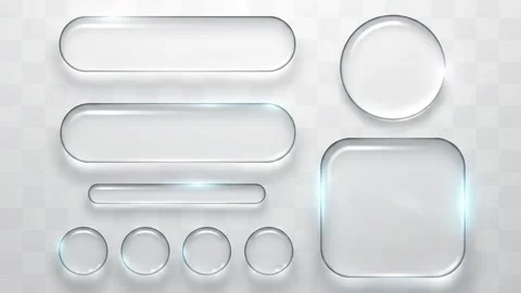 Sleek translucent glass buttons and elements for UI design and app interfaces Stock Footage 321349283