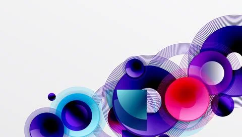 Sleek vector with overlapping circles in vibrant colors and smooth gradients Stock Illustration