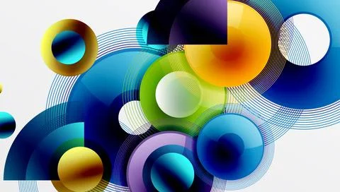Sleek vector with overlapping circles in vibrant colors and smooth gradients Stock Illustration