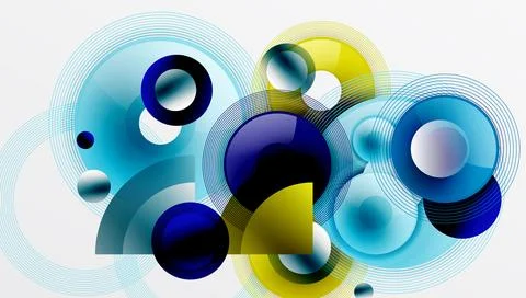 Sleek vector with overlapping circles in vibrant colors and smooth gradients Stock Illustration