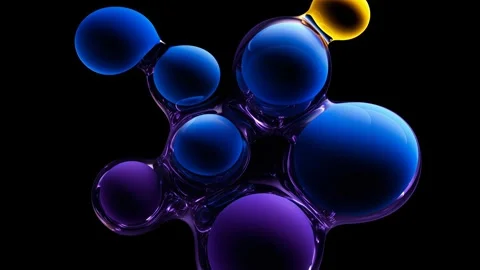 Sleek violet bubbles cluster on black Video stock 317071024