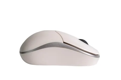 Sleek wireless computer mouse side view with modern design for office use Stock Photos