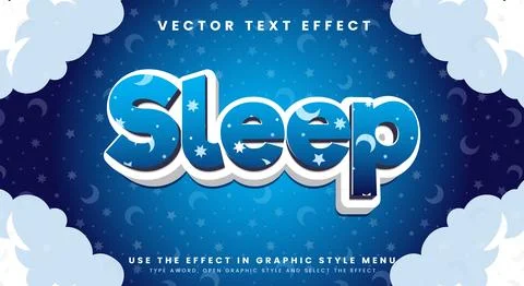 Sleep 3d editable text effect Template Stock Illustration
