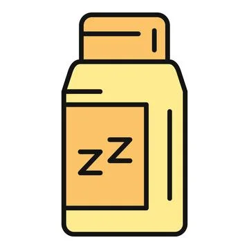 Sleep aid medication bottle providing insomnia relief icon Stock Illustration