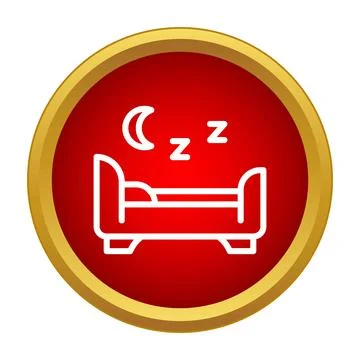 Sleep bed icon in red circle button Stock Illustration