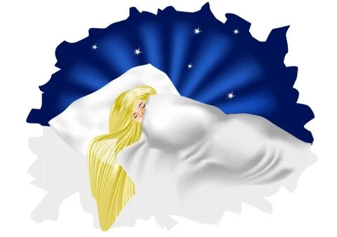 Sleep in bed Stock Illustration