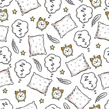 Sleep, bed time seamless pattern Illustrazione stock
