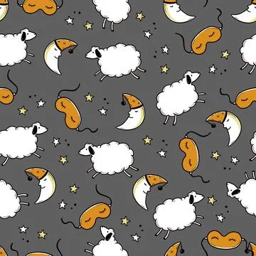 Sleep, bed time seamless pattern Stock Illustration