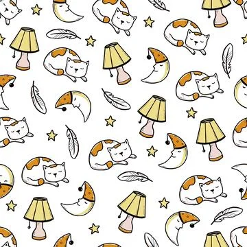 Sleep, bed time seamless pattern Stock Illustration