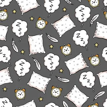 Sleep, bed time seamless pattern Stock Illustration