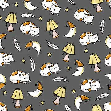 Sleep, bed time seamless pattern Illustrazione stock