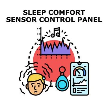 Sleep comfort sensor controlling person wellbeing data Stock Illustration