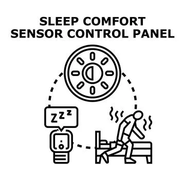 Sleep comfort sensor panel controlling room temperature Stock Illustration