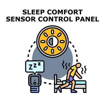 Sleep comfort sensor panel controlling room temperature Stock Illustration