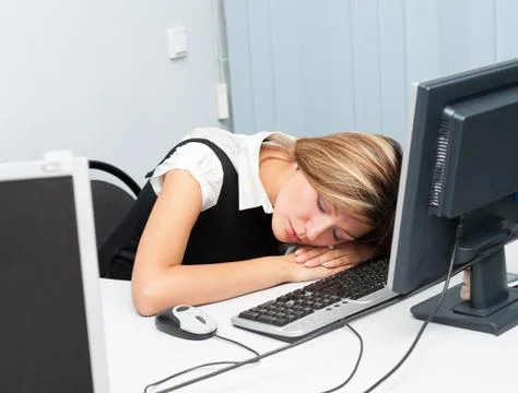 Sleep at computer 写真素材