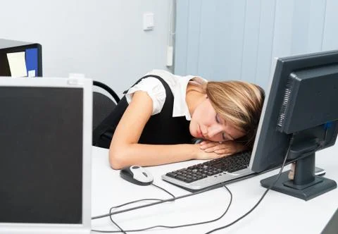 Sleep at computer Foto stock