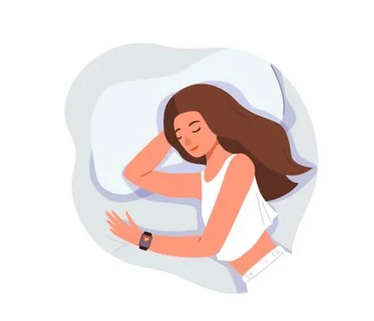 Sleep control concept vector background isolated on white. Young woman sleeping Illustrazione stock