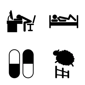 Sleep disorder concepts icon set sleeplessness insomnia 스톡 일러스트