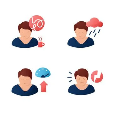 Sleep disorder flat icons set イラスト素材