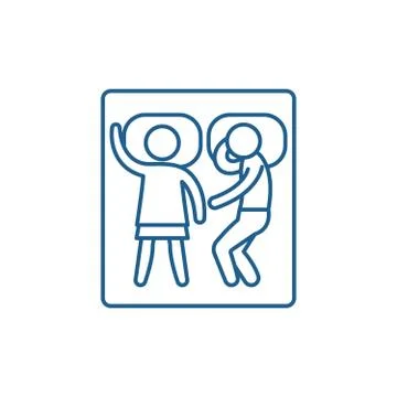 Sleep on a double bed line icon concept. Sleep on a double bed flat vector Stock Illustration